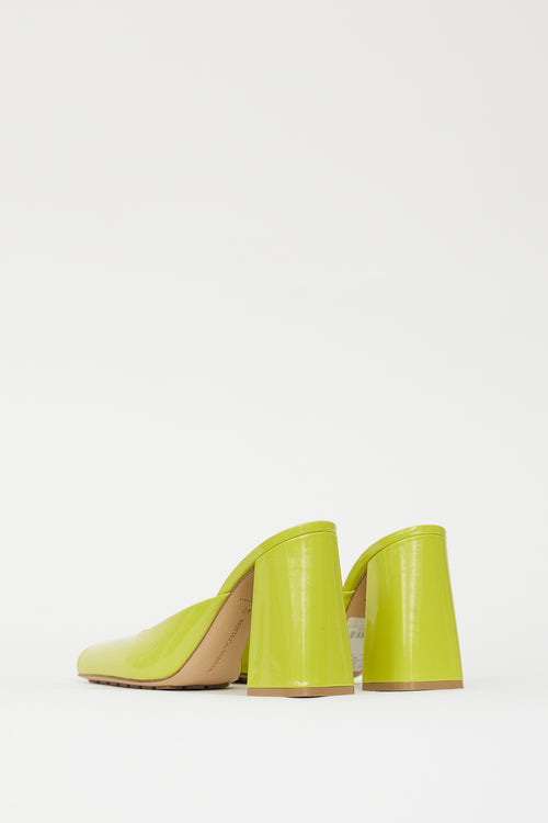 Bottega Veneta Bright Green Patent Heeled Mule