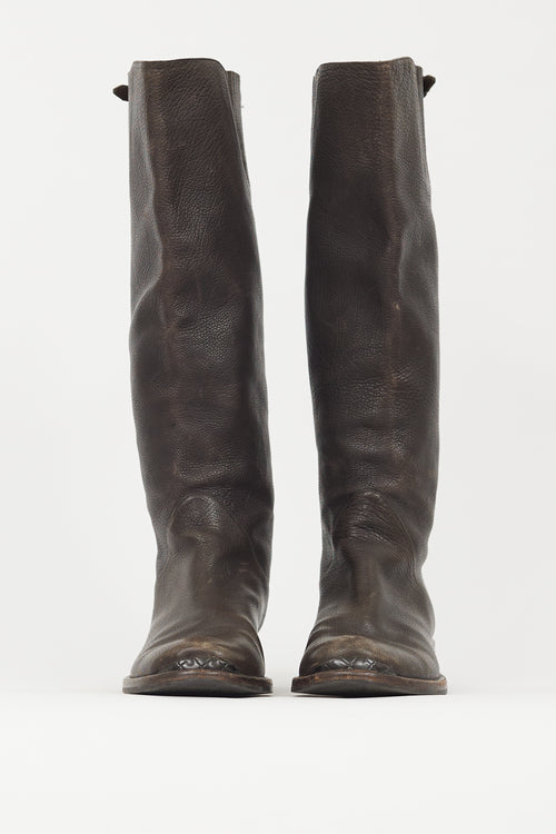 Bottega Veneta Brown Pebbled Leather Boot