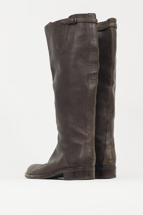 Bottega Veneta Brown Pebbled Leather Boot