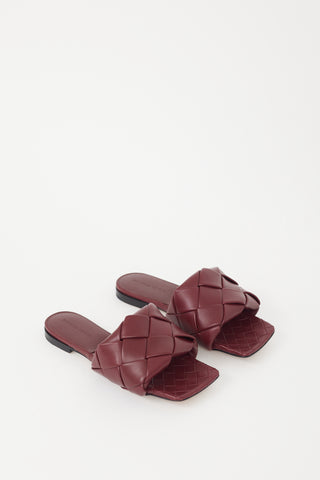 Bottega Veneta Burgundy Leather Lido Slide Sandal