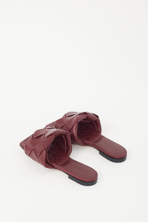 Bottega Veneta Burgundy Leather Lido Slide Sandal