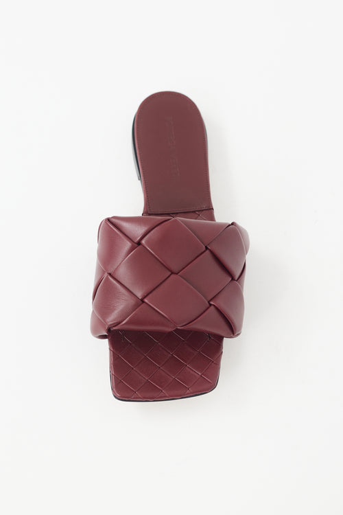 Bottega Veneta Burgundy Leather Lido Slide Sandal