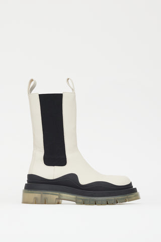 Bottega Veneta Cream Leather Tire Chelsea Boot