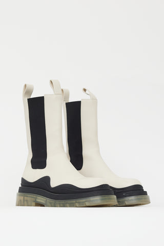 Bottega Veneta Cream Leather Tire Chelsea Boot