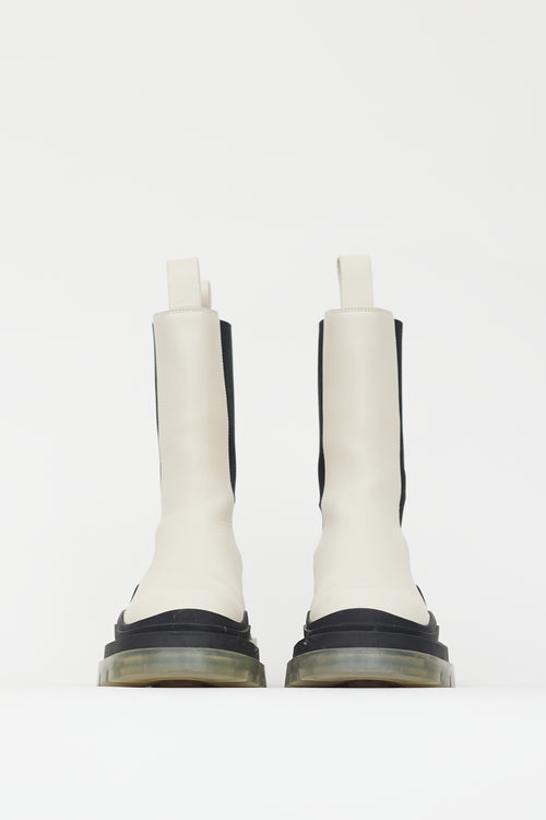 Bottega Veneta Cream Leather Tire Chelsea Boot