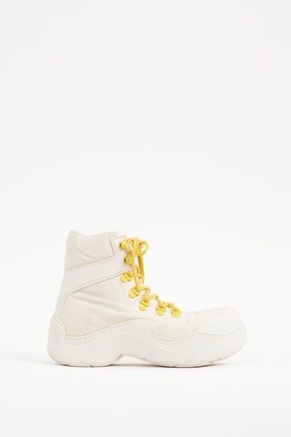 Bottega Veneta Cream 
Yellow Puddle Bomber Boot