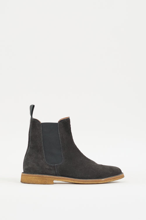 Bottega Veneta Dark Grey Suede Chelsea Boot