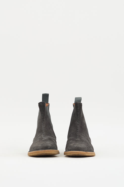 Bottega Veneta Dark Grey Suede Chelsea Boot