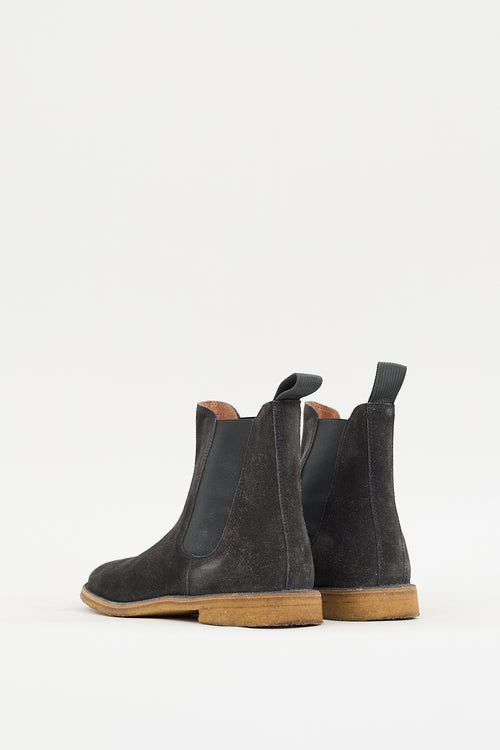 Bottega Veneta Dark Grey Suede Chelsea Boot