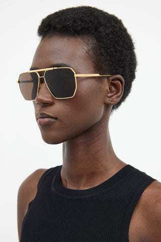 Bottega Veneta Gold BV1012S Aviator Sunglasses