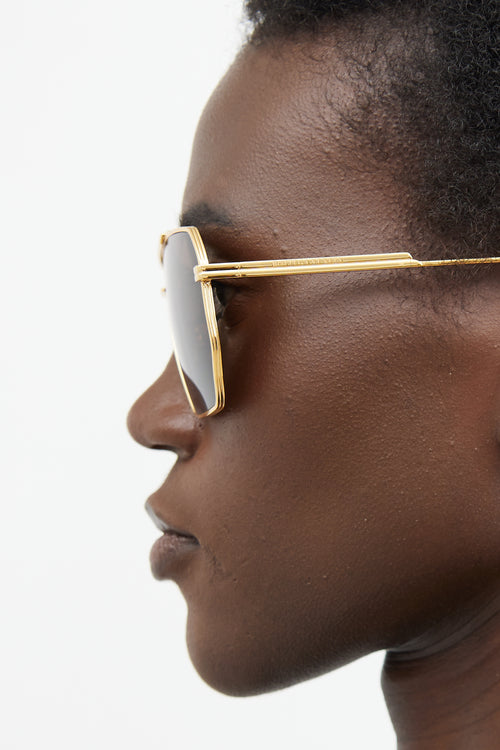 Bottega Veneta Gold BV1012S Aviator Sunglasses