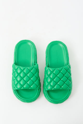 Bottega Veneta Green Leather Padded Sandal