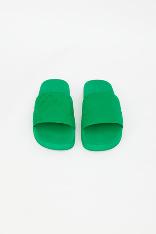 Bottega Veneta Green Rubber Quilted Slide