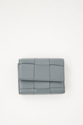 Bottega Veneta Grey Leather Intrecciato Wallet