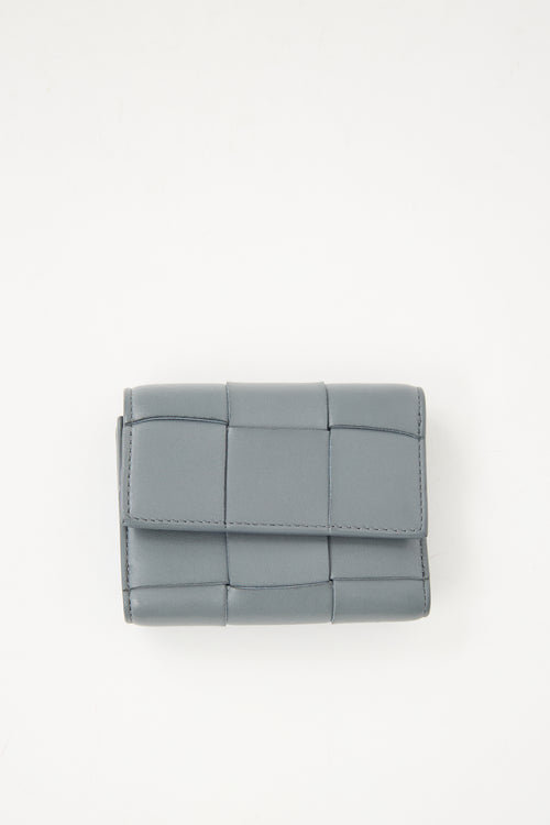 Bottega Veneta Grey Leather Intrecciato Wallet