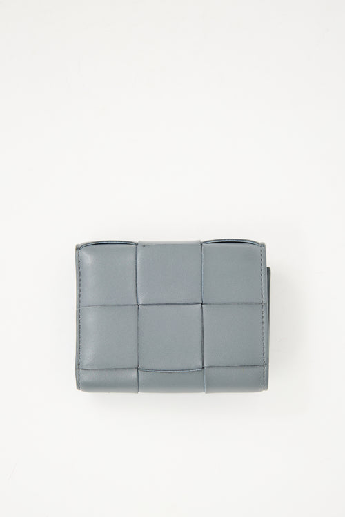 Bottega Veneta Grey Leather Intrecciato Wallet