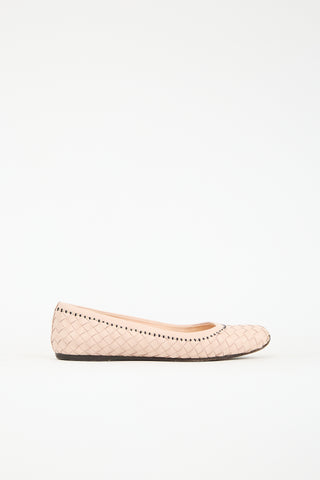 Bottega Veneta Leather Intrecciato Flat