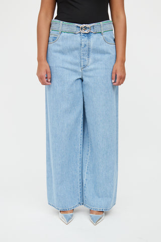 Bottega Veneta Blue Light Wash Denim Wide Leg Jeans