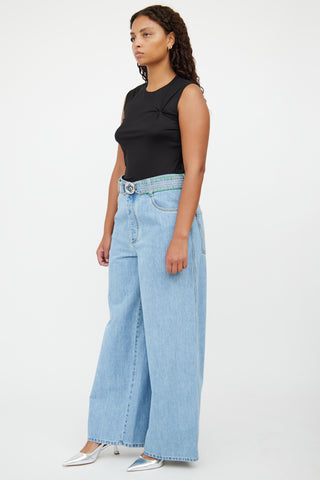 Bottega Veneta Blue Light Wash Denim Wide Leg Jeans