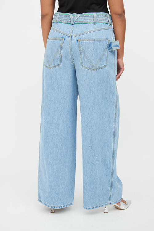 Bottega Veneta Blue Light Wash Denim Wide Leg Jeans