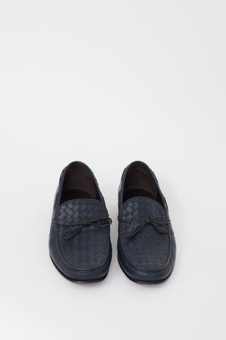 Bottega Veneta Navy Leather Intrecciato Loafer