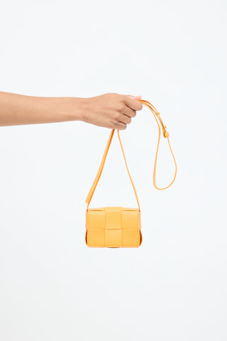 Bottega Veneta Orange Leather Intreccio Mini Cassette Bag