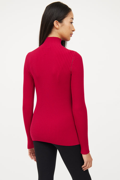 Bottega Veneta Pink Ribbed Keyhole Top