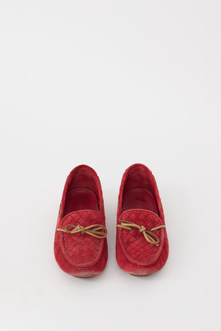 Bottega Veneta Red Suede Intrecciato Loafer