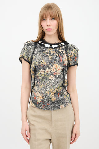 Bottega Veneta Scribble Floral Embellished Top