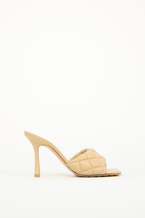 Bottega Veneta Beige Leather Padded Stretch Mule