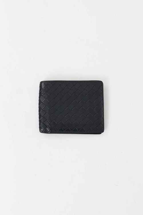 Bottega Veneta Black Intrecciato Leather Bifold Wallet