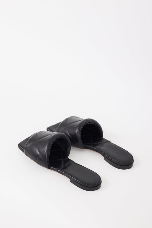 Bottega Veneta Black Leather Lido Slide