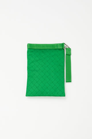 Bottega Veneta Parakeet Green Jacquard Wrist Pouch