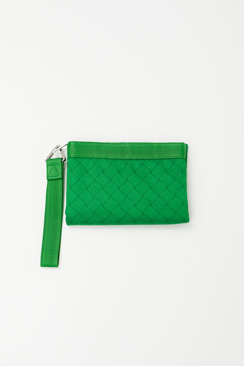 Bottega Veneta Parakeet Green Jacquard Wrist Pouch