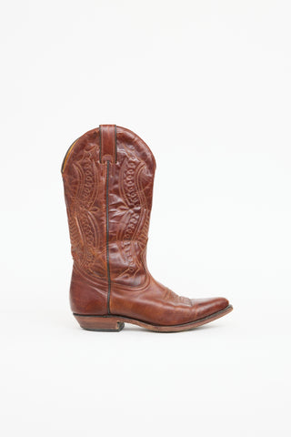 Boulet Leather Embroidered Cowboy Boot