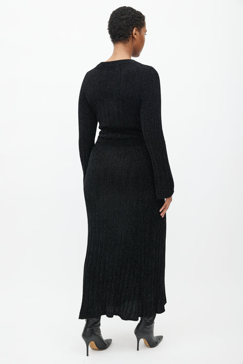 Brandon Maxwell Black Glitter Maxi Dress