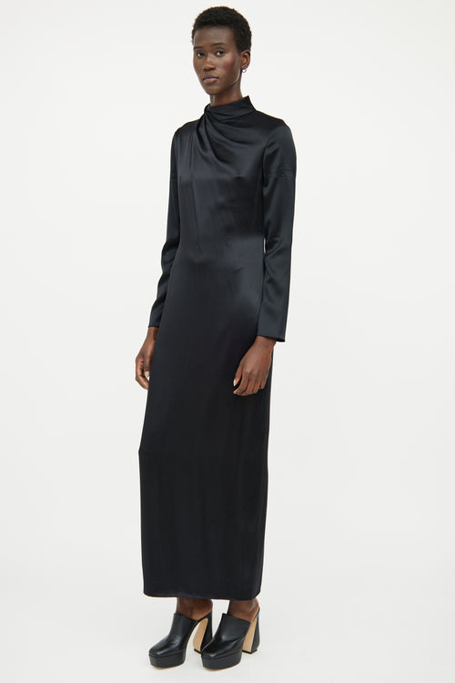 Brandon Maxwell Black Silk Long Sleeve Dress