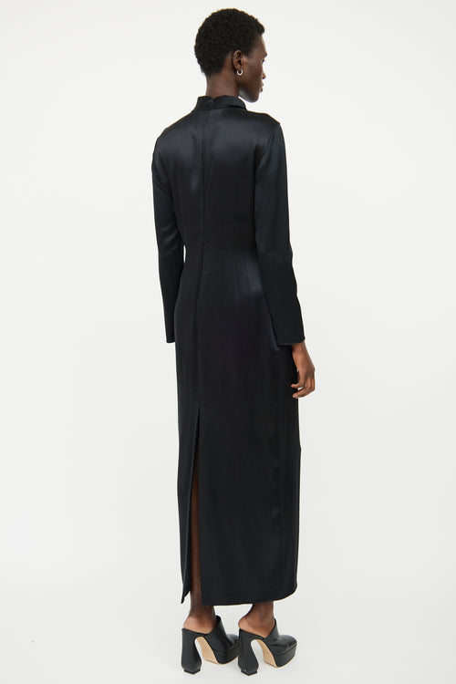 Brandon Maxwell Black Silk Long Sleeve Dress