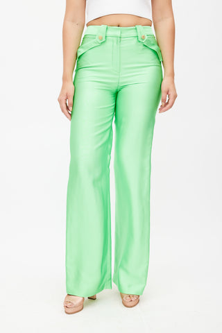 Brandon Maxwell Lime Green Wide Leg Pant