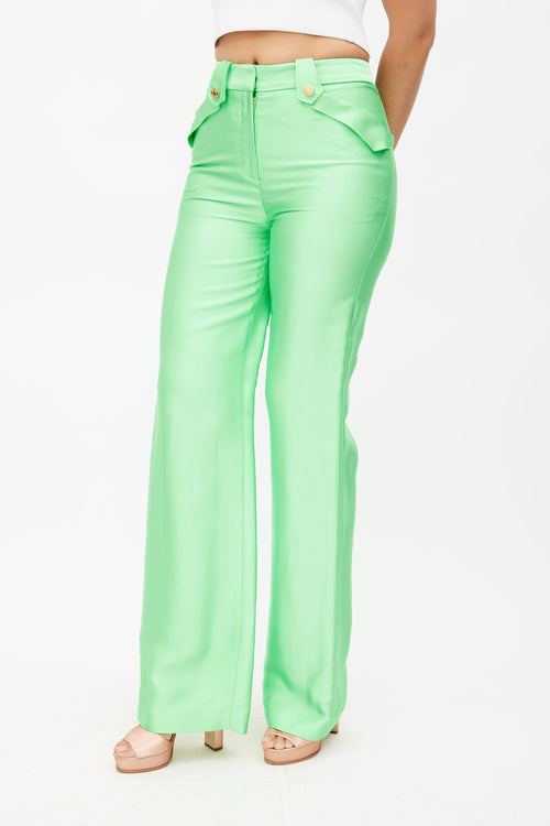 Brandon Maxwell Lime Green Wide Leg Pant