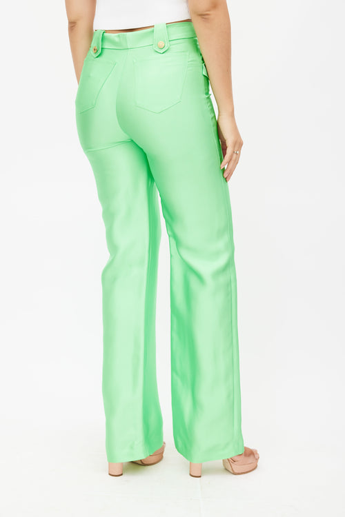 Brandon Maxwell Lime Green Wide Leg Pant