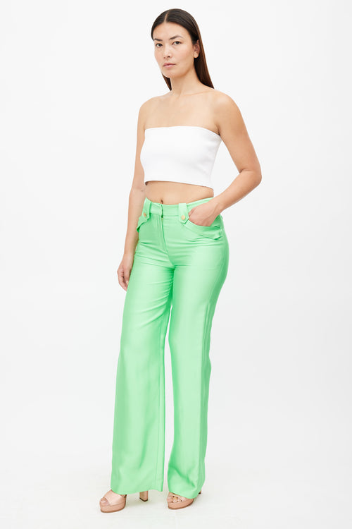 Brandon Maxwell Lime Green Wide Leg Pant