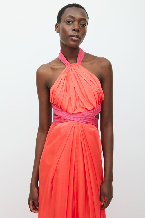 Brandon Maxwell SS 2018 Red 
Pink Silk Drape Gown