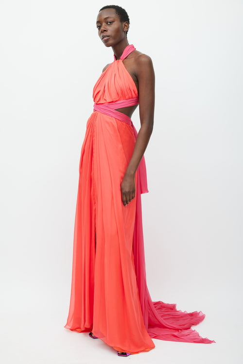 Brandon Maxwell SS 2018 Red 
Pink Silk Drape Gown