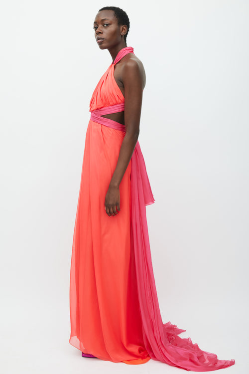 Brandon Maxwell SS 2018 Red 
Pink Silk Drape Gown