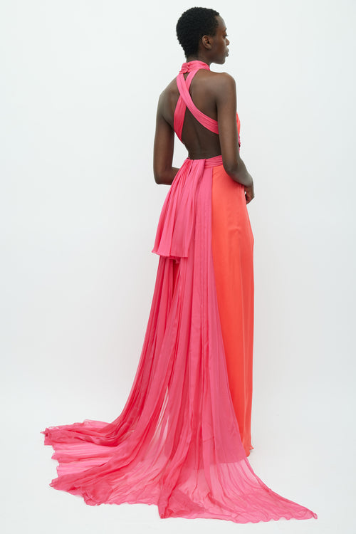 Brandon Maxwell SS 2018 Red 
Pink Silk Drape Gown