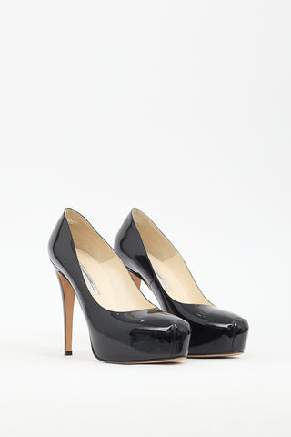 Brian Atwood Black Patent Leather Platform Pump