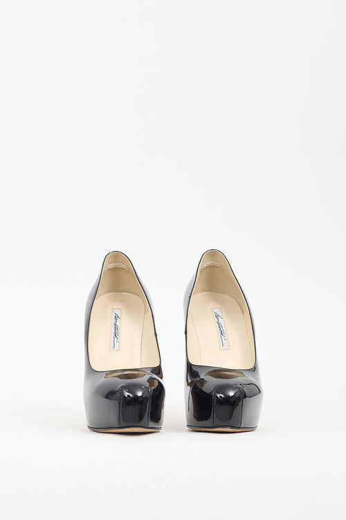 Brian Atwood Black Patent Leather Platform Pump