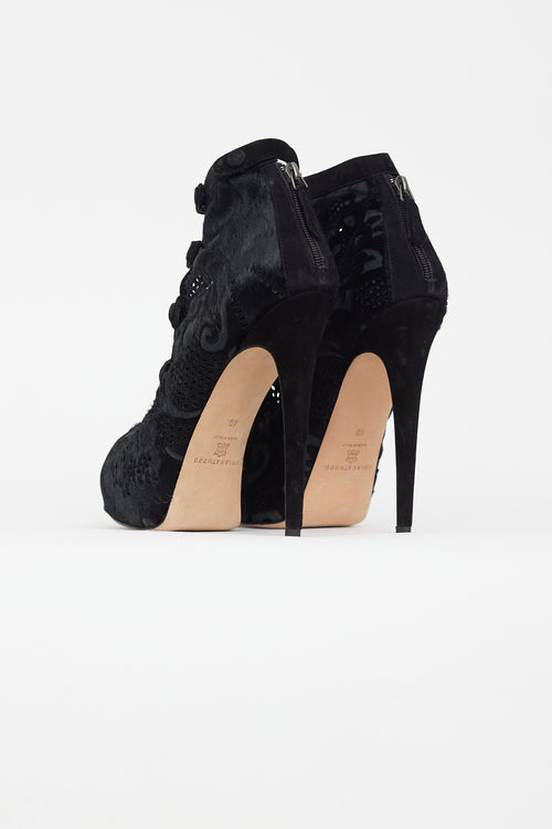 Brian Atwood Black Textured Peep Toe Pump