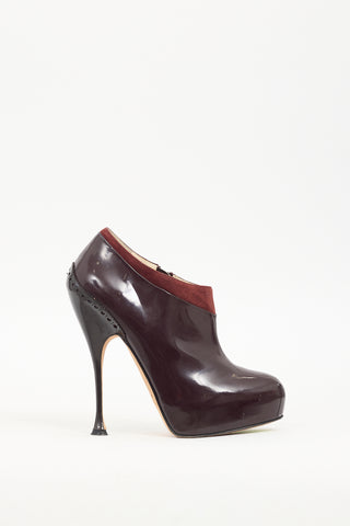 Brian Atwood Burgundy Patent Leather Heel Boot